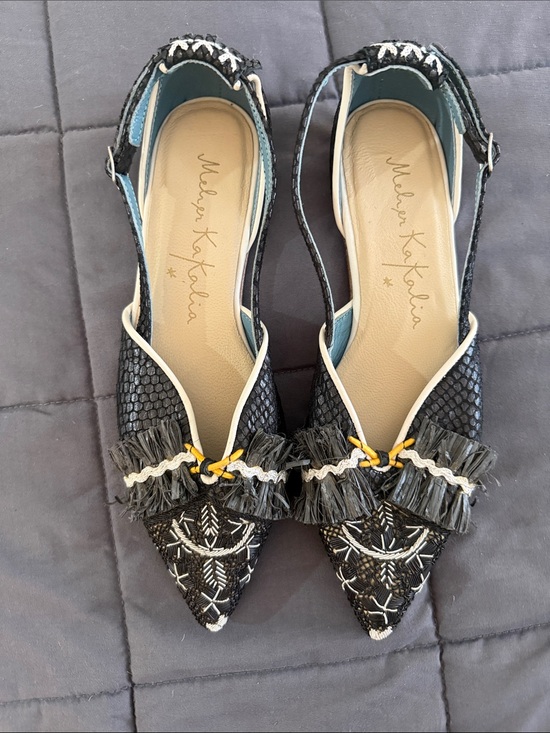 Meher Kakalia Shoes - Meher Kakalia Textured Pointed Slingback Flats